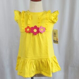 Kids Headquarters SL tee flutter sleeve ruffles flowers - yellow - size 6